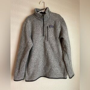 Patagonia Kids Better Sweater Cozy Salt Gray Fleece Quarter Zip Pullover size L
